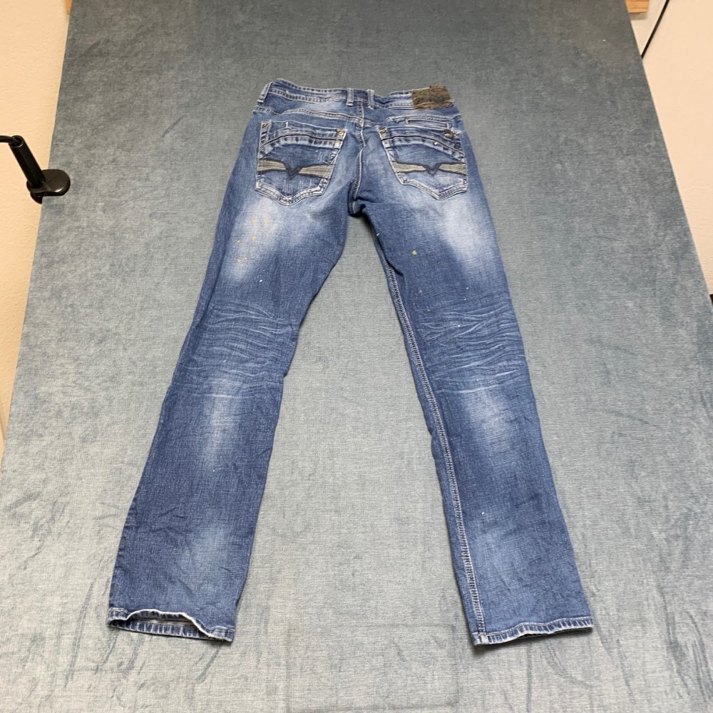 Buffalo David Bitton Jeans Mens 30x32 Blue Denim 5-Pockets Distressed Straight